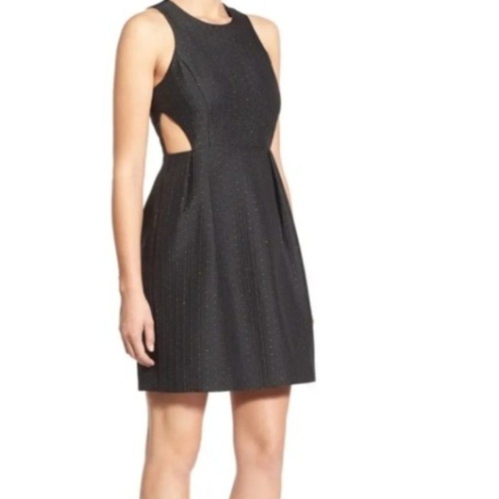 Madewell 1937 Women's Black Midnight Speckle Cut Out Mini Cocktail Dress Size 6 - Picture 4 of 16